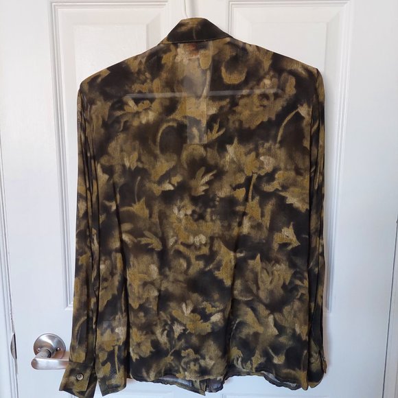 Proportion Petite By Denise Cape Black/Gold Sheer Blouse Shoulder Pads, Sz 8 - Picture 2 of 8